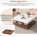 Modern Square 360 Rotating Coffee Table With Three Detachable Tray, 2 Tier Farmhouse Wood Center Table With Storage For Living Room, White, 27.5*27.5In White Walnut Primary Living Space Mdf