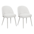 Hengming Pu Dining Chair, Metal Leg Without Armrest, Suitable For Dining Room, Living Room, Kitchen,Set Of 2 White Pu