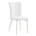 Table And Chair Set, Mdf Desktop, White Metal Table Legs, Stable And Beautiful, Suitable For Most Styles Of Home. Modern Simple Dining Table, Comfortable Seating. White Seats 4 Mdf