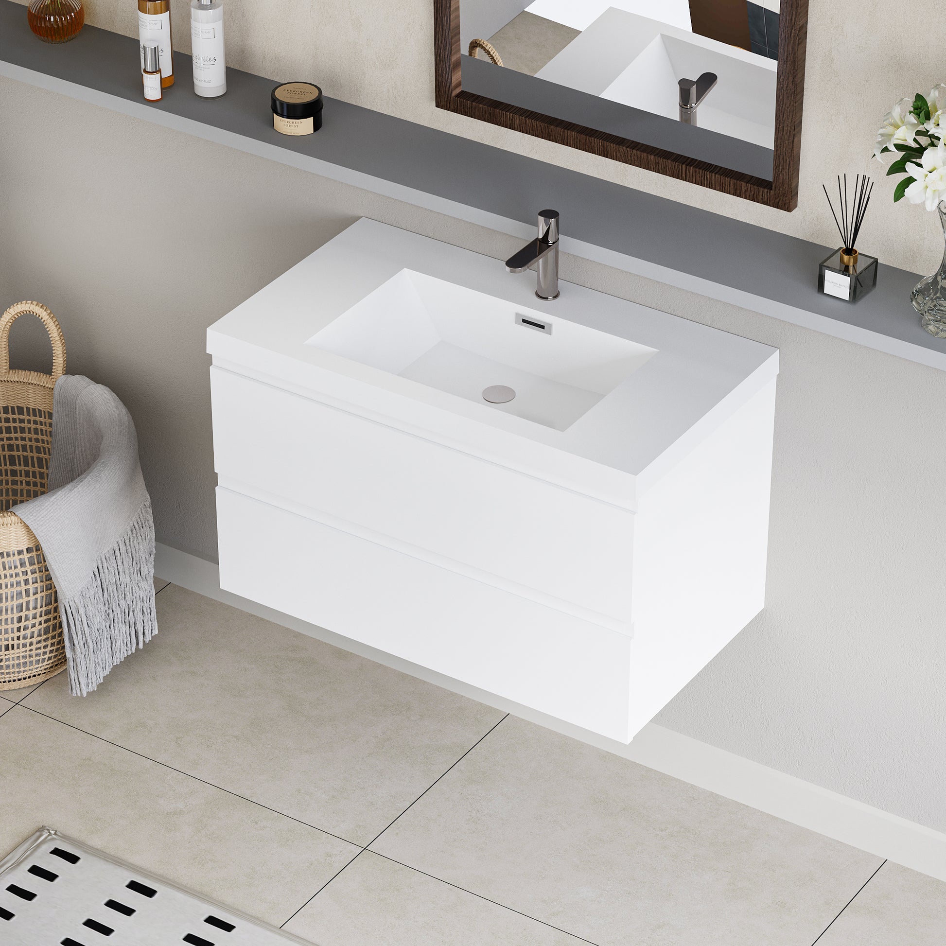 36" Floating Bathroom Vanity with Sink, Modern Wall 2-glossy white-bathroom-wall mounted-mdf