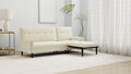 Ivory Corduroy Sectional Sofa: Convertible 3 Seater Sofa, L Shaped Sofa, And Bed Ivory Velvet Metal Primary Living Space Medium Soft Loose Back Pillow Top Arms Foam Fabric Metal 3 Seat