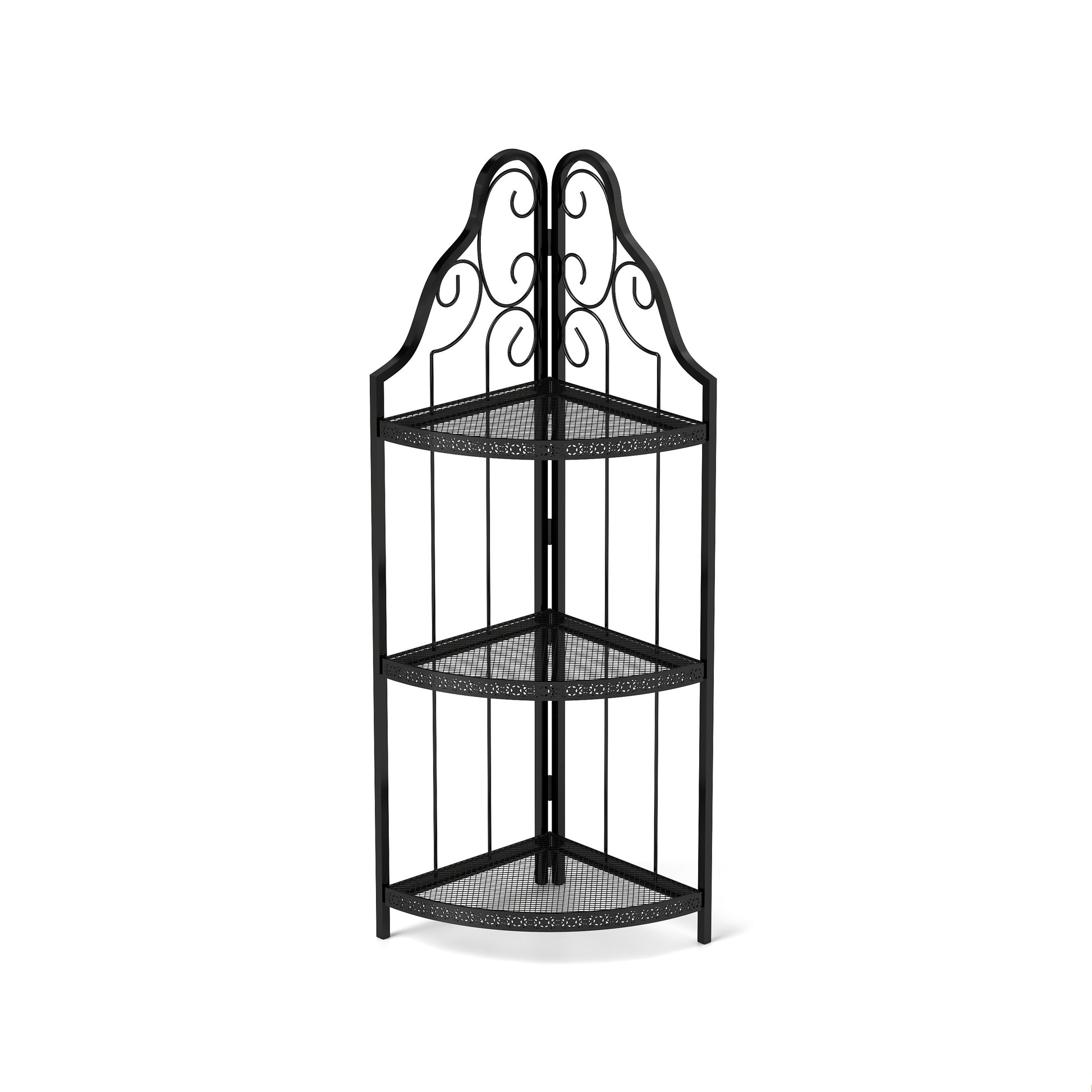 3 Tier Corner Open Shelf,Bookcase Freestanding Shelving Unit,Plant Stand Small Bookshelf For Living Room, Home Office, Kitchen, Small Space Black Corner Office American Design,Rustic Iron