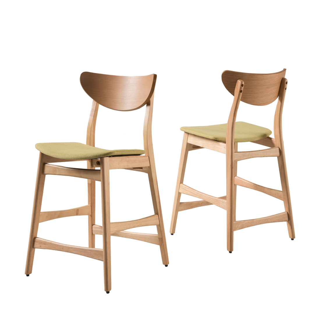 Counter Height Chair Set Of 2 Green Fabric