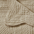 Oversized Quilted Throw With Soped Edges Khaki 60X72