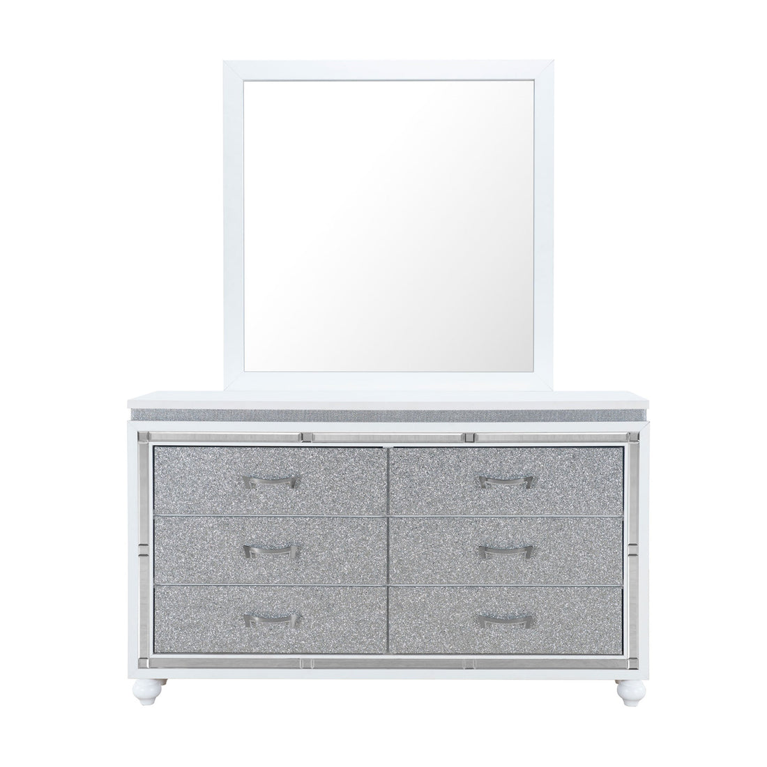 Maloise White Mirror White Solid Wood Mdf