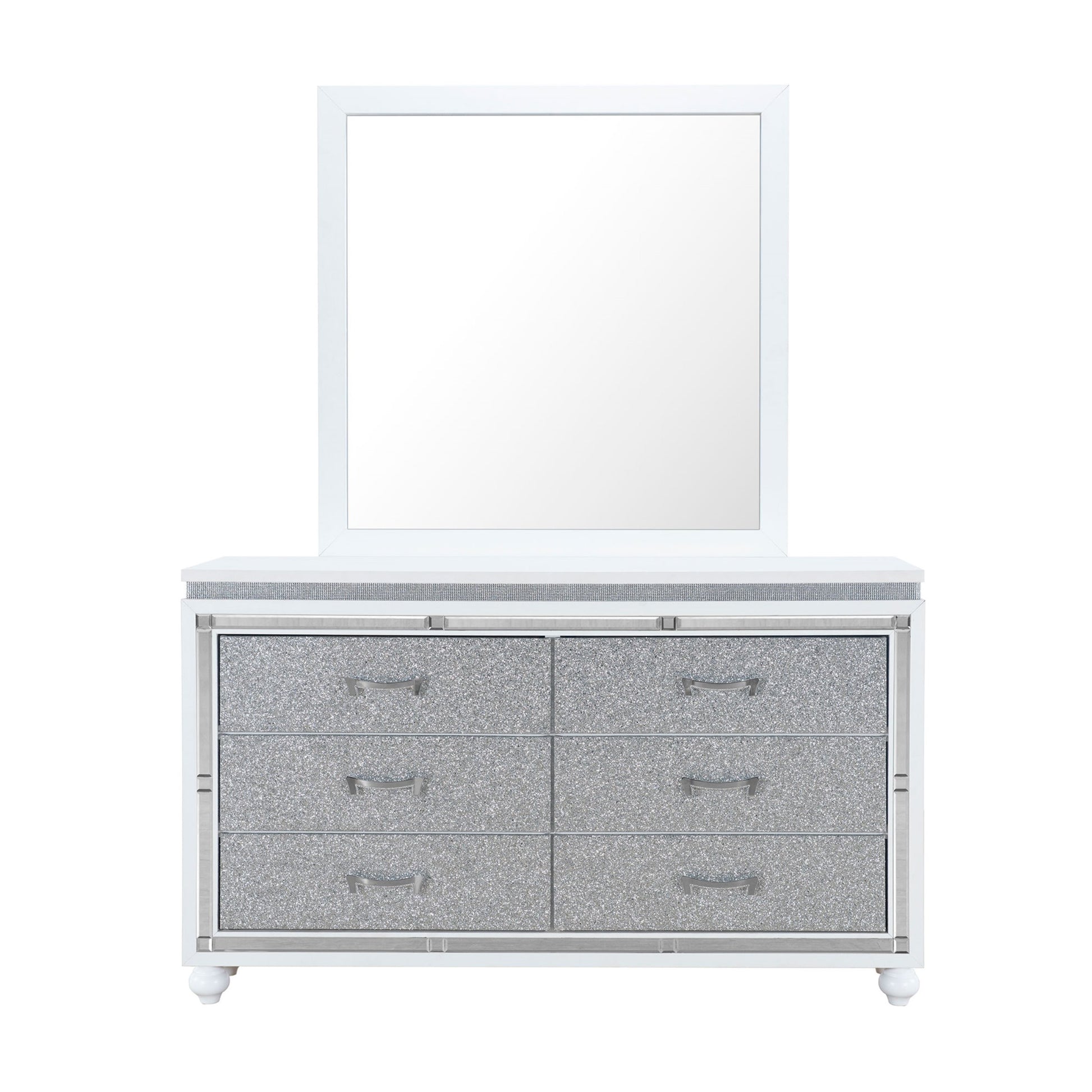 Maloise White Mirror White Solid Wood Mdf