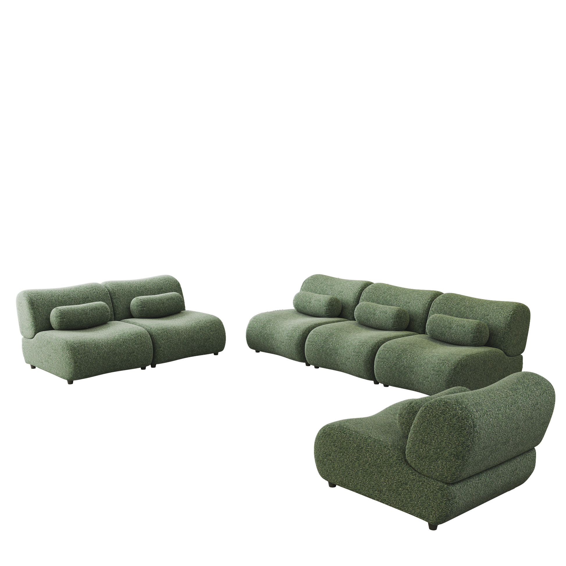 Luxury Green Chenille Fabric Modular Sofa With 6 Piece Configurable Design L Shaped Sectional With Spring Cushions & Hidden Legs Comfortable, Stylish Seating For Living Rooms Green Chenille 6 Seat