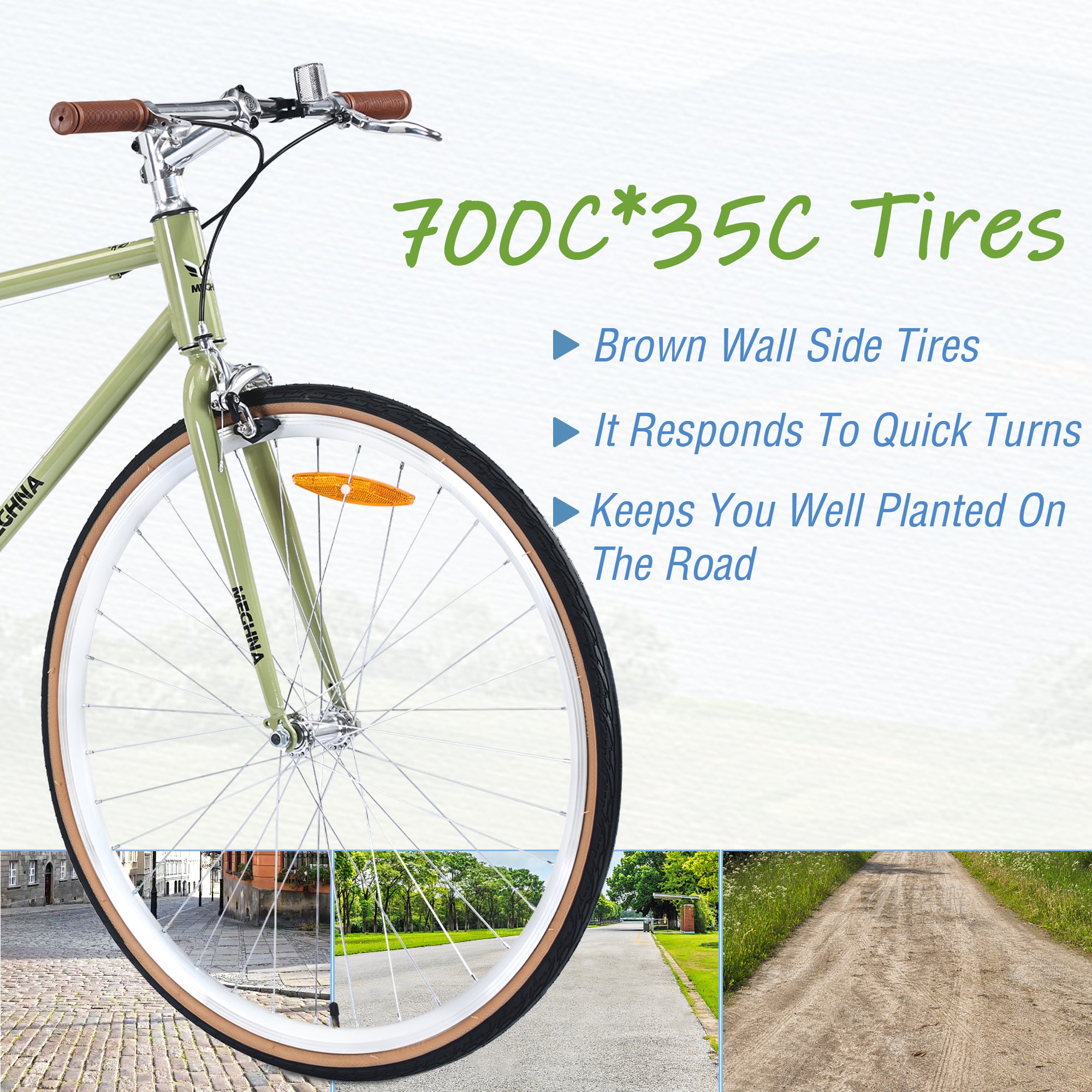 Single Speed Retro Style 700C Road Bike For Men Women'S City Bicycle,S