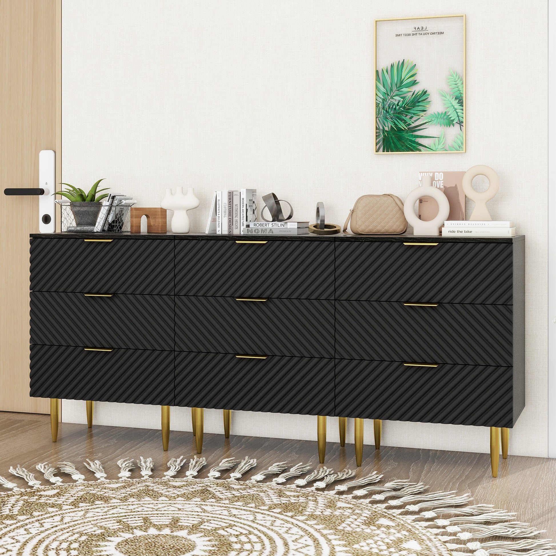 3 Drawer Cabinet, Accent Storage Cabinet, Suitable For Bedroom, Living Room, Study Black Particle Board