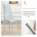 Grid Armless High Backrest Dining Chair, 6 Piece Set, Office Chair. Suitable For Restaurants, Living Rooms, Kitchens, And Offices. Light Gray Chairs And Electroplated Metal Legs 0924 Light Gray Pu