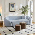 3 Seater Sofa Modern Combination Half Moon Casual Teddy Wool Sofa Curved Sofa, Blue Sky Blue Primary Living Space Medium Soft Delicate Duty Fabric 3 Seat