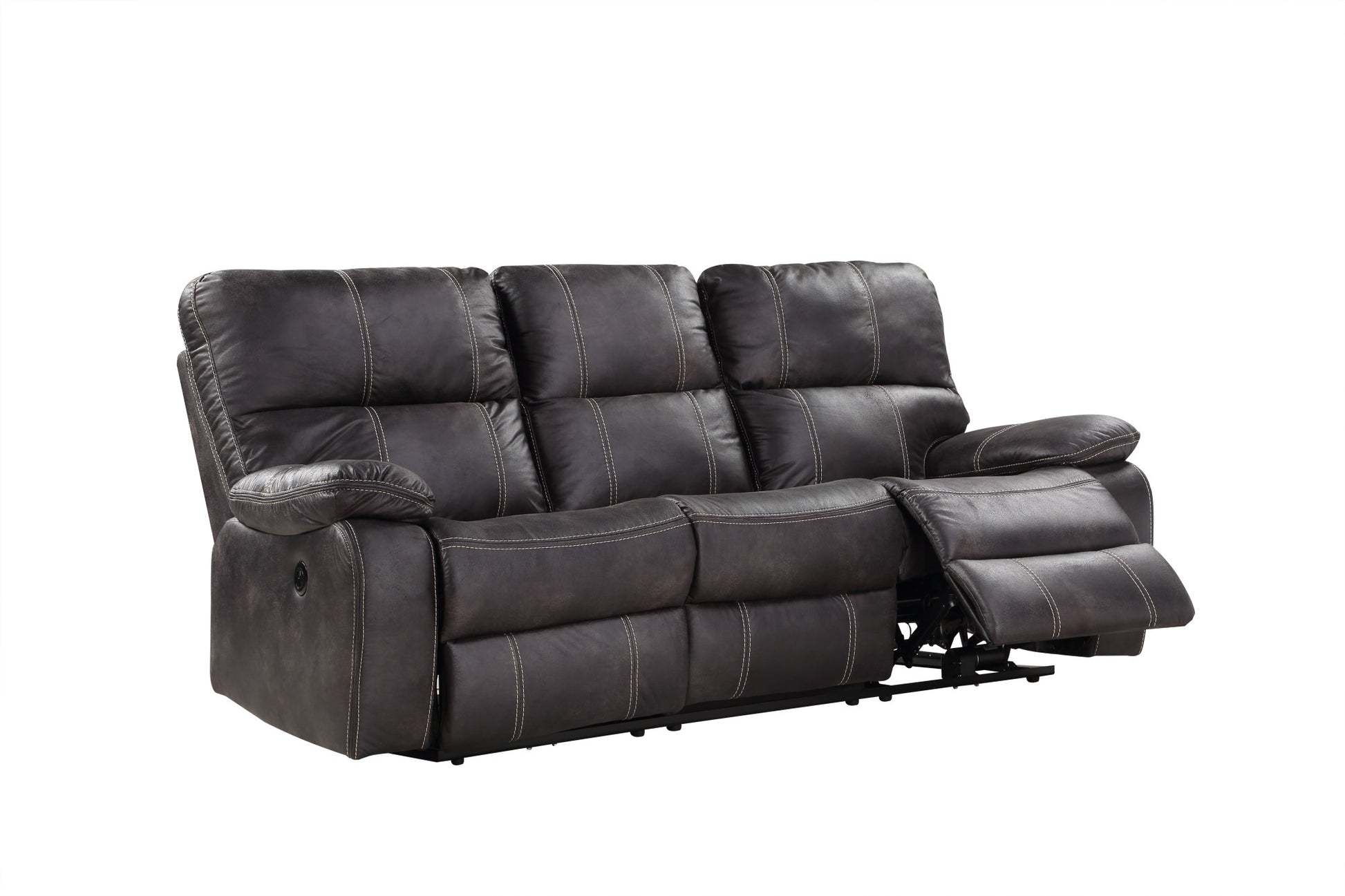 Hooper Gray Power Reclining Sofa Gray Foam Engineered Wood 3 Seat