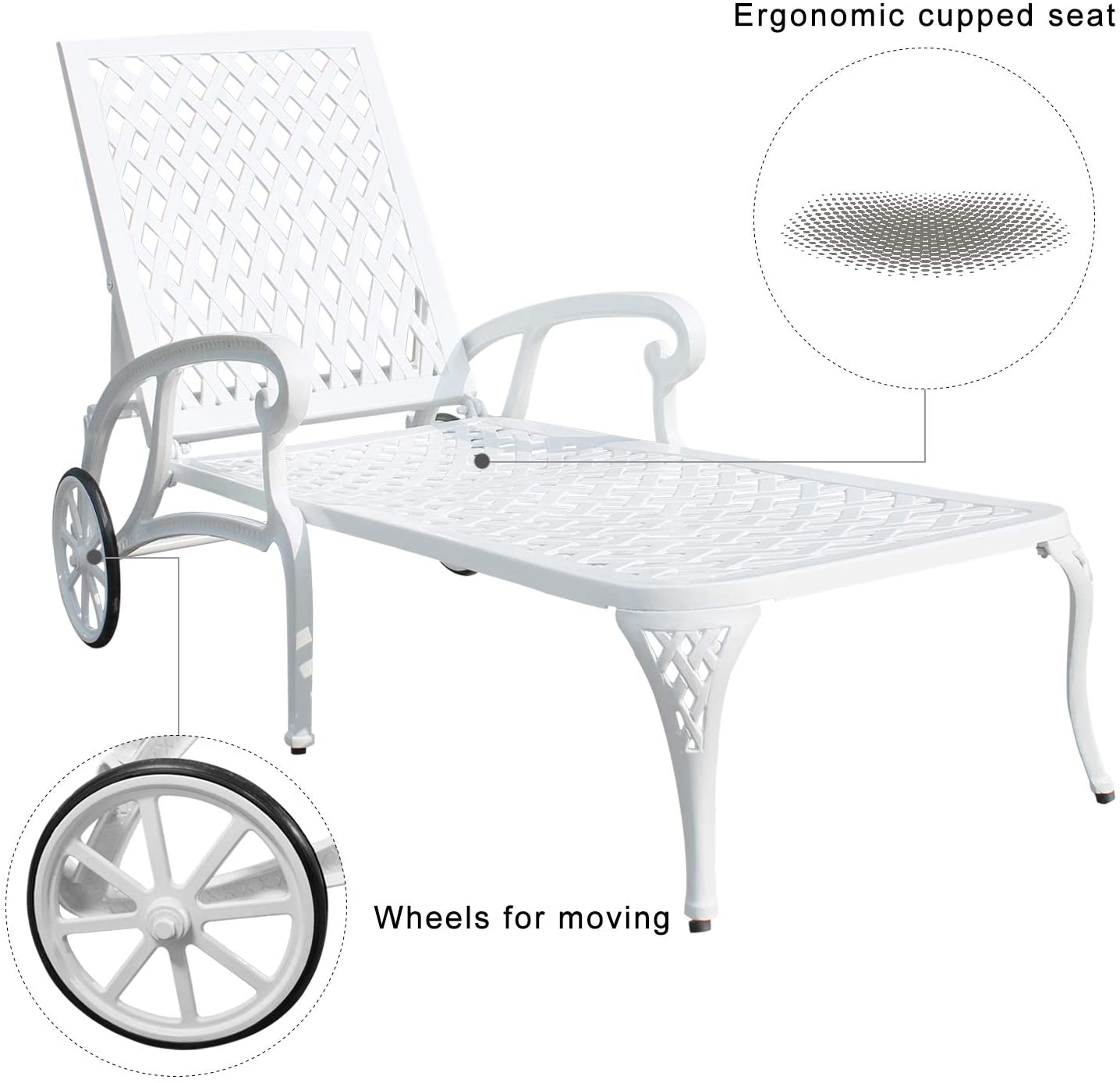 Aluminium Cast Lounge Chair 2Pcs White White Aluminium