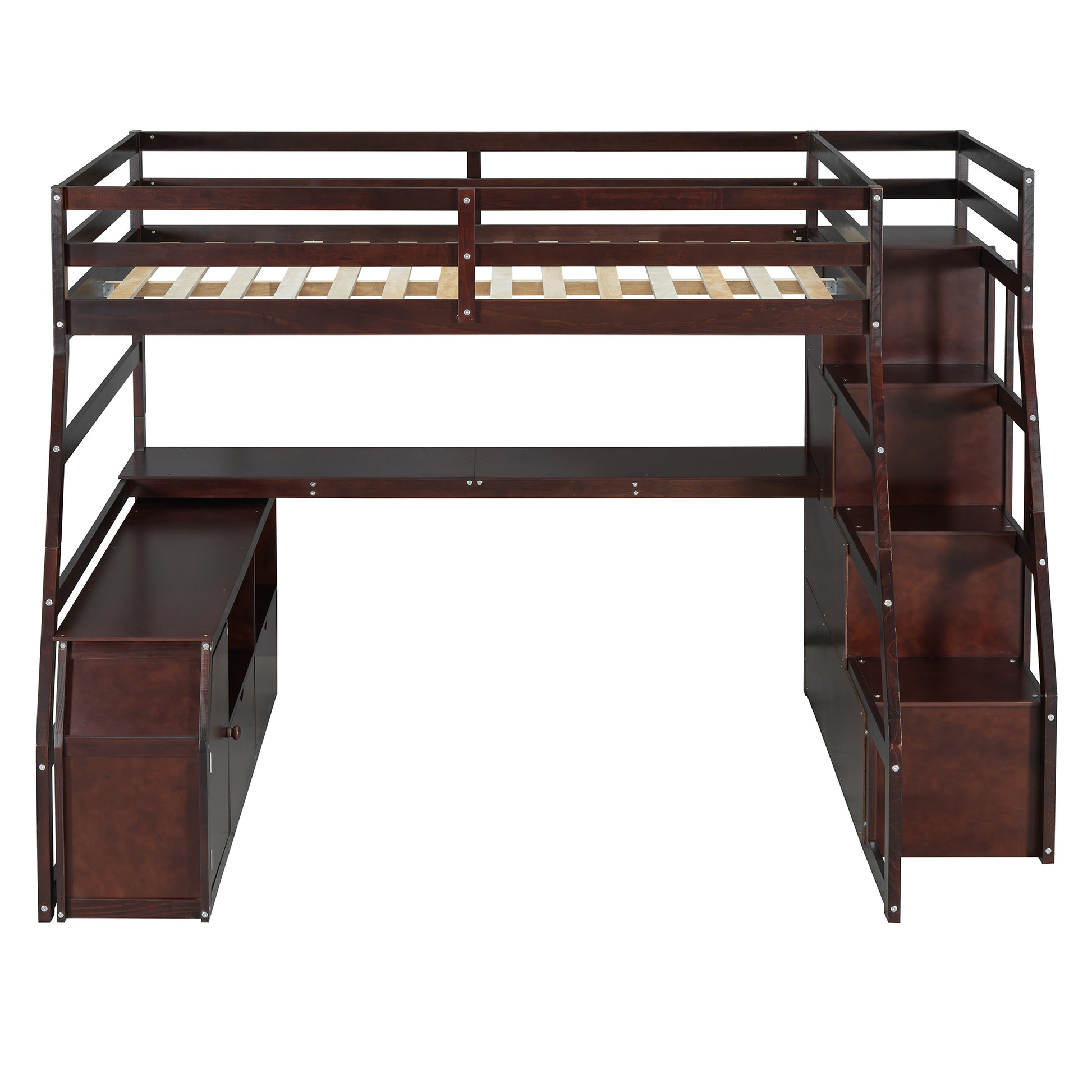Full Size Loft Bed With 7 Drawers 2 Shelves And Desk Espresso Full Espresso Plywood