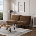 Leatehr Feeling Brown Convertible Folding Modern Sofa Bed White Wood Primary Living Space Light Duty Pine 2 Seat Brown Microfiber Medium Firm Pillow Back Modern Pillow Top Arms Foam Upholstered