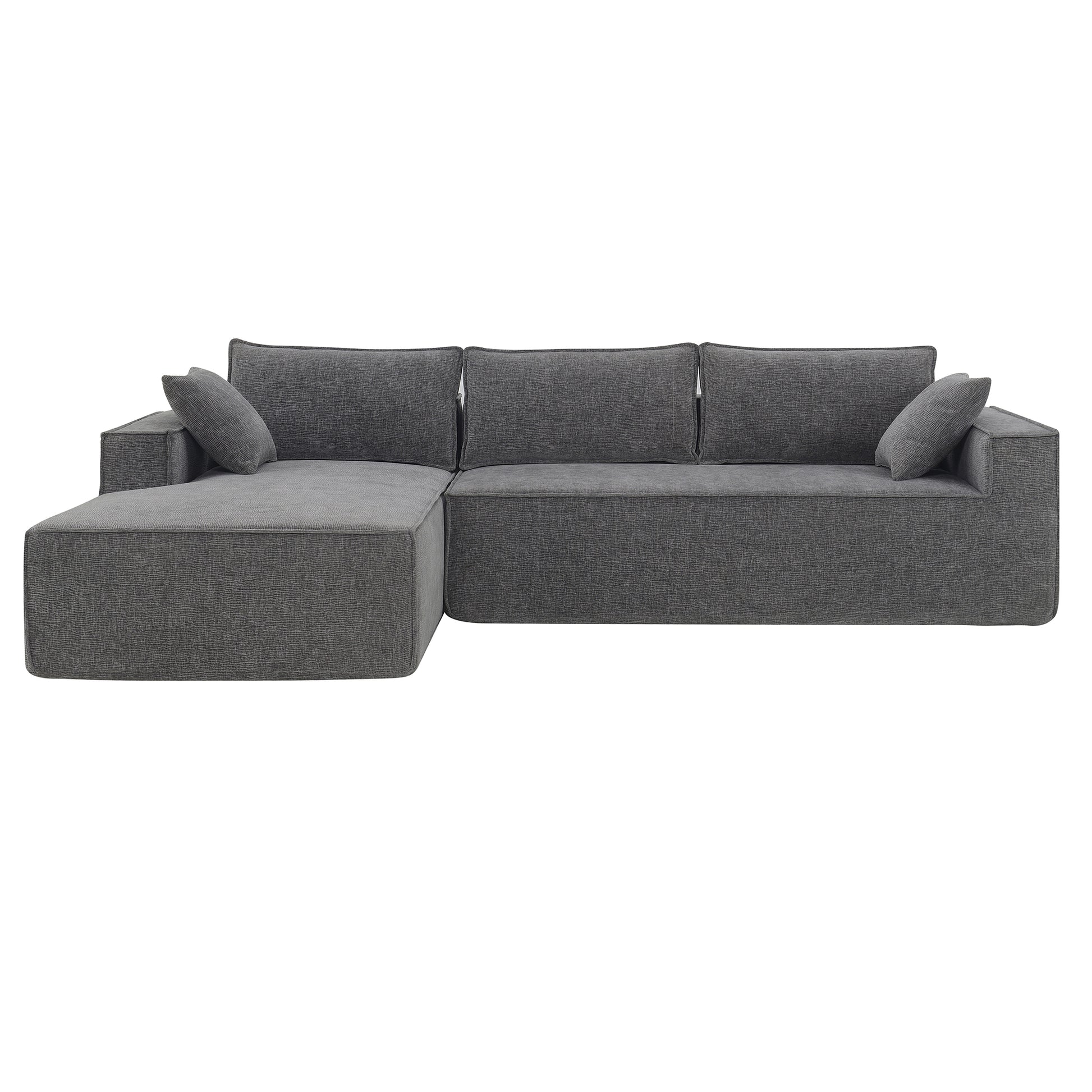 111.5*72"Minimalist Style Modular Sectional Sofa,Wrinkle Resistant Chenille Couch Set,L Shaped Sleeper Sofa Bed For Living Room,2 Pic Free Combination,No Assembly Require,3 Colors Gray Chenille 4 Seat