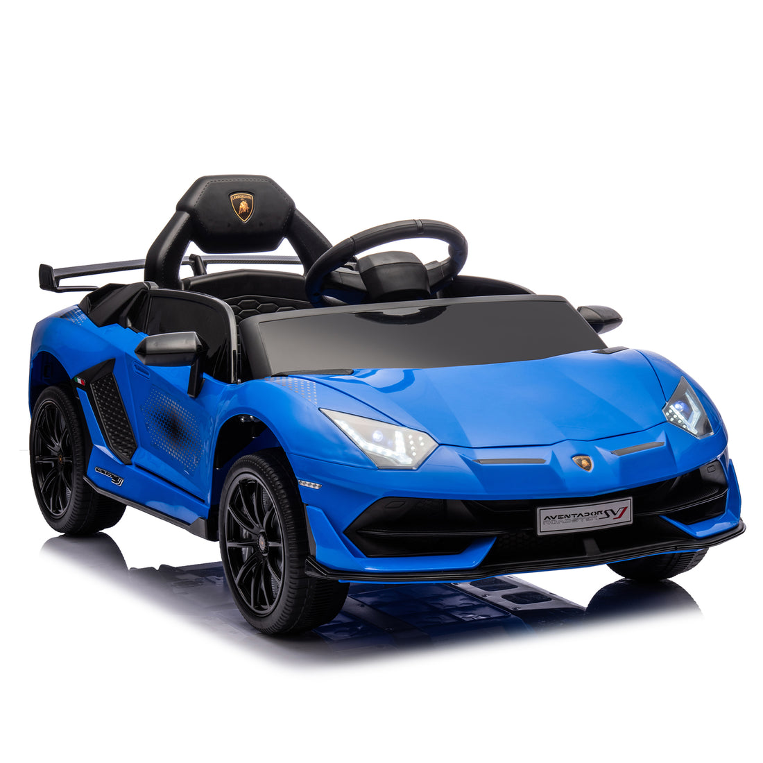 12V Kids Ride On Car W Parents Remote Control,Licensed Lamborghini Aventador Xago,Hydraulic Pressure Door,Slow Start,Early Education,Bluetooth,Adjustable Volume,Mp3,Usb,Led Lights For Kids Aged 2 4. Blue 50 99 Lbs Polypropylene