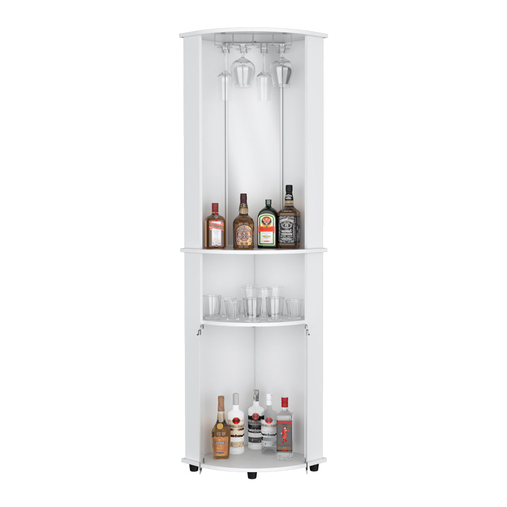 Corner Bar Cabinet Rialto, Living Room, White Vertical 3 4 Shelves White White Dining Room Contemporary,Modern Engineered Wood