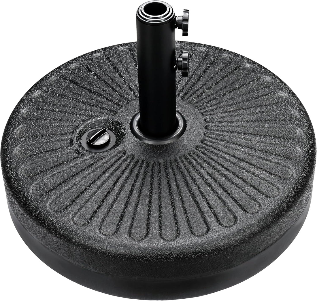 50Lbs 20" Capacity Fillable Patio Umbrella Base For Outdoor Lawn, Garden, Black Round Black Polypropylene