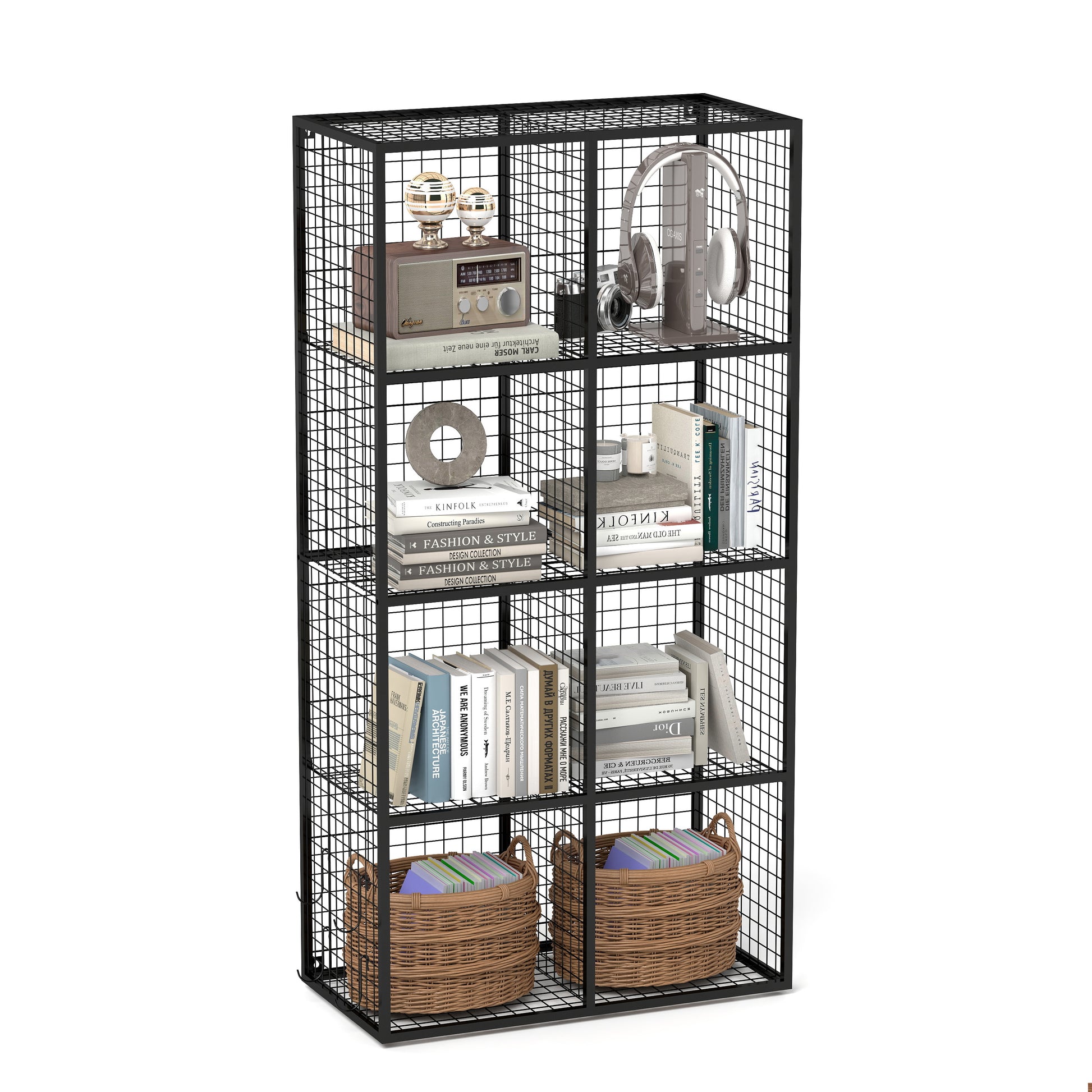 Wire Storage Cube, 8 Cube Metal Storage Organizerdisplay Modular Bookshelf Shelf, Closet Cabinet For Bedroom, Office, Black Black Iron