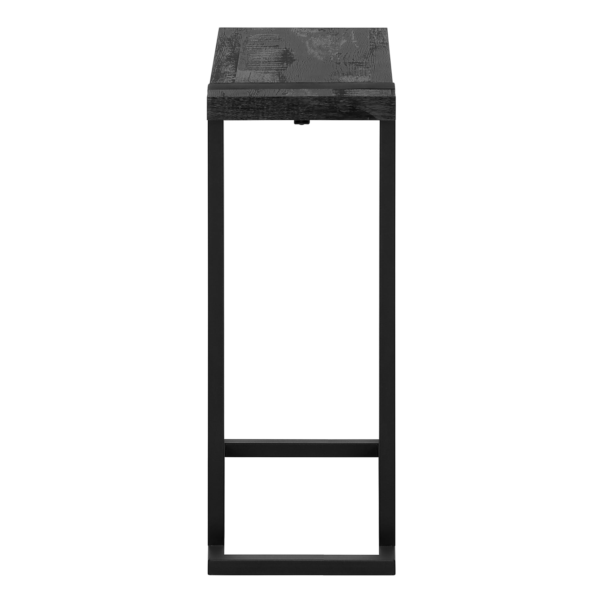 Accent Table, C Shaped, End, Side, Snack, Living Room, Bedroom, Black Laminate, Black Metal, Contemporary, Modern Black Mdf