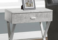 Accent Table, Side, End, Nightstand, Lamp, Storage Drawer, Living Room, Bedroom, Grey Laminate, Chrome Metal, Contemporary, Modern Grey Particle Board