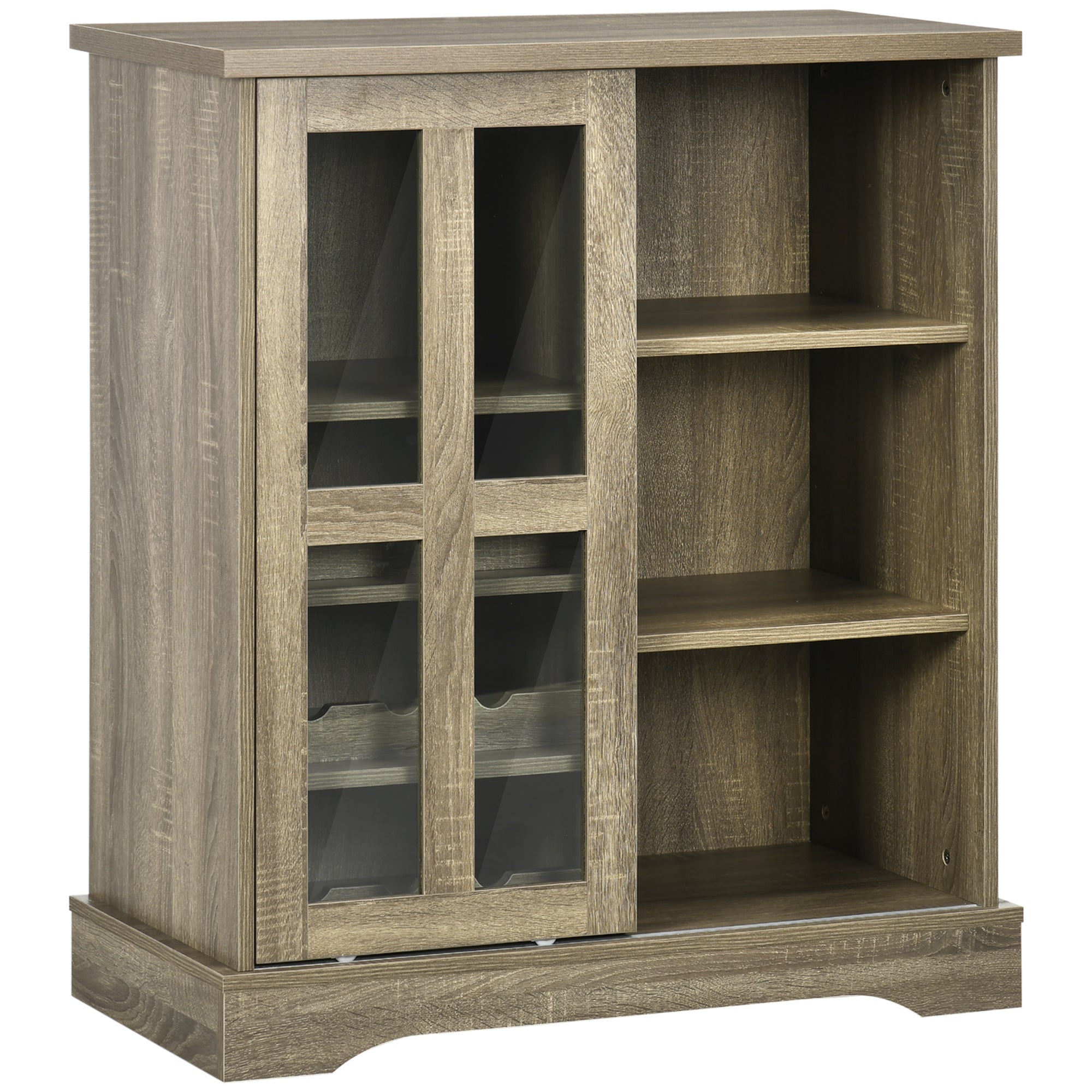 Homcom Coffee Bar Cabinet, 36" Sideboard Buffet Cabinet With Sliding Door, Wine Cabinet With Storage, Gray Gray Particle Board