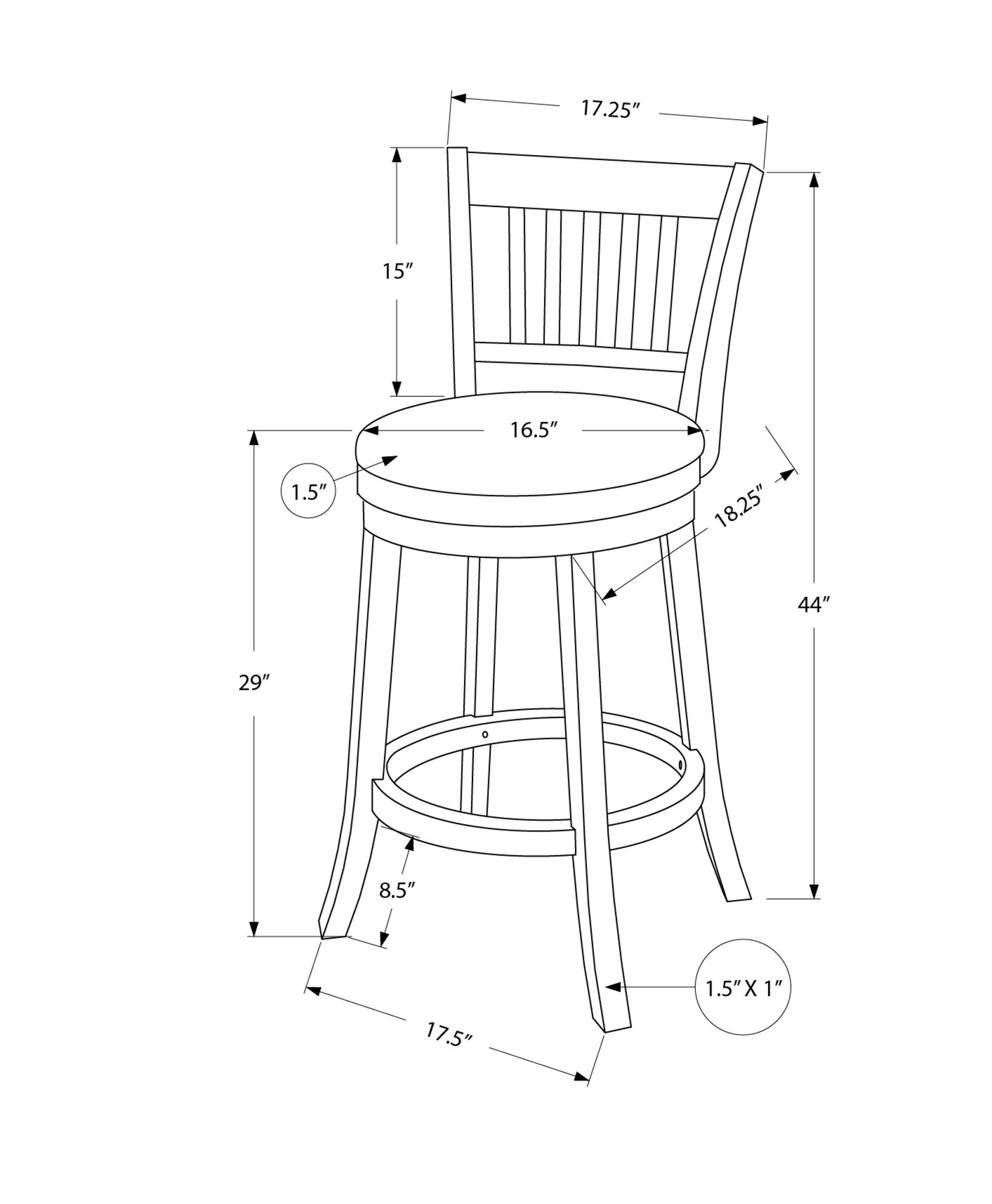 Bar Stool, Set Of 2, Swivel, Bar Height, Brown Wood, Black Leather Look, Transitional Espresso Foam Solid Wood