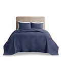 3 Piece Reversible Bedspread Set Navy King Cal King King Navy Polyester