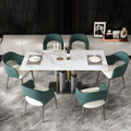 Modern Dining Tablewhite Dining Table Sintered Stone Dining Table Top With Stainless Steel Base, 71 Inch Modern Luxury White Rectangular Dining Table 6 Chairs Gold Matte Black,Gold White Seats 6