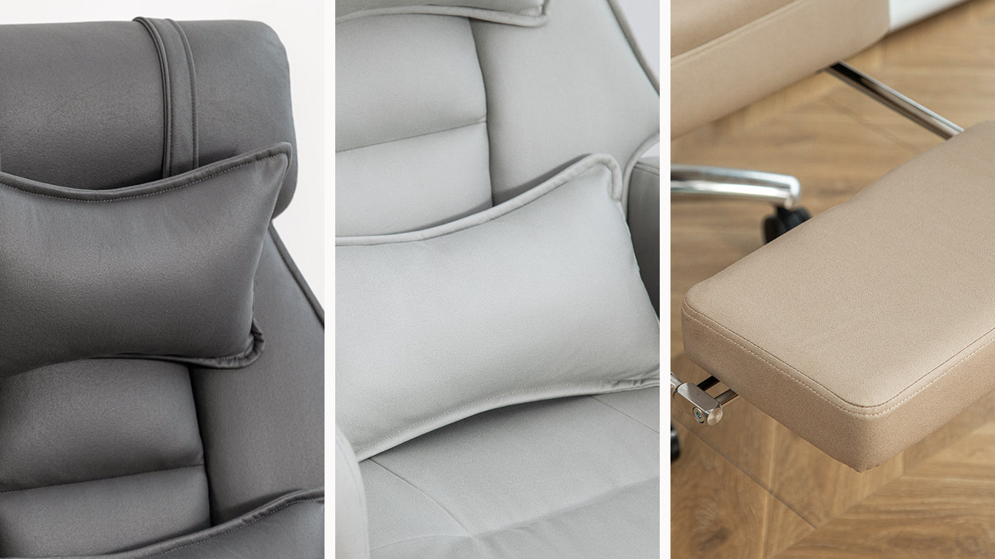 Swivel Ergonomic Office Chair, Technology Leather High Back Office Chair With Lumbar Support Headrest, Sedentary Comfortable Boss Chair, 155 Reclining Computer Chair Colorbeige Caster Wood Beige Office Foam American Design,American Traditional,European