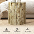 Homcom Tree Stump Stool, Decorative Side Table With Round Tabletop, Concrete End Table With Wood Grain Finish For Indoors And Outdoors Natural Wood Concrete