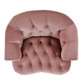 La Rosa Victorian Tufted Upholstered Accent Chair, Ash Rose Pink Velvet Pink Foam Velvet