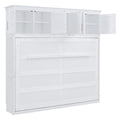 Queen Size Murphy Bed Wall Bed With Top Cabinets,White Queen White Plywood