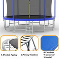 16Ft Trampoline With Balance Bar & Basketball Hoop&Ball, Astm Approved Reinforced Type Outdoor Trampoline With Enclosure Net Blue Metal