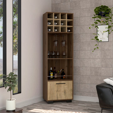 Marsella Corner Bar Cabinet, Eight Built In Wine Rack, Two Side Shelves Multi Primary Living Space Modern Shelves Included Particle Board