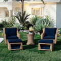 K&K 5 Pieces Outdoor Patio Furniture Set With Pet House Cool Bar And Retractable Side Tray, Rattan Wicker Patio Swivel Rocking Chairs Set Of 2 With Ottomans For Backyard, Porch, Balcony, Navy Blue Yes Rocker & Glider Navy Blue Seats 2 Weather Resistant