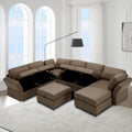 Modular Sectional Sofa With Storage Seat Oversized U Shaped Couch With Reversible Chaise Sofa Set With Ottoman,Ultimate Comfort 6 8 Seater Couches With Adjustable Arms And Backs For Living Room Brown Brown Polyester 6 Seat