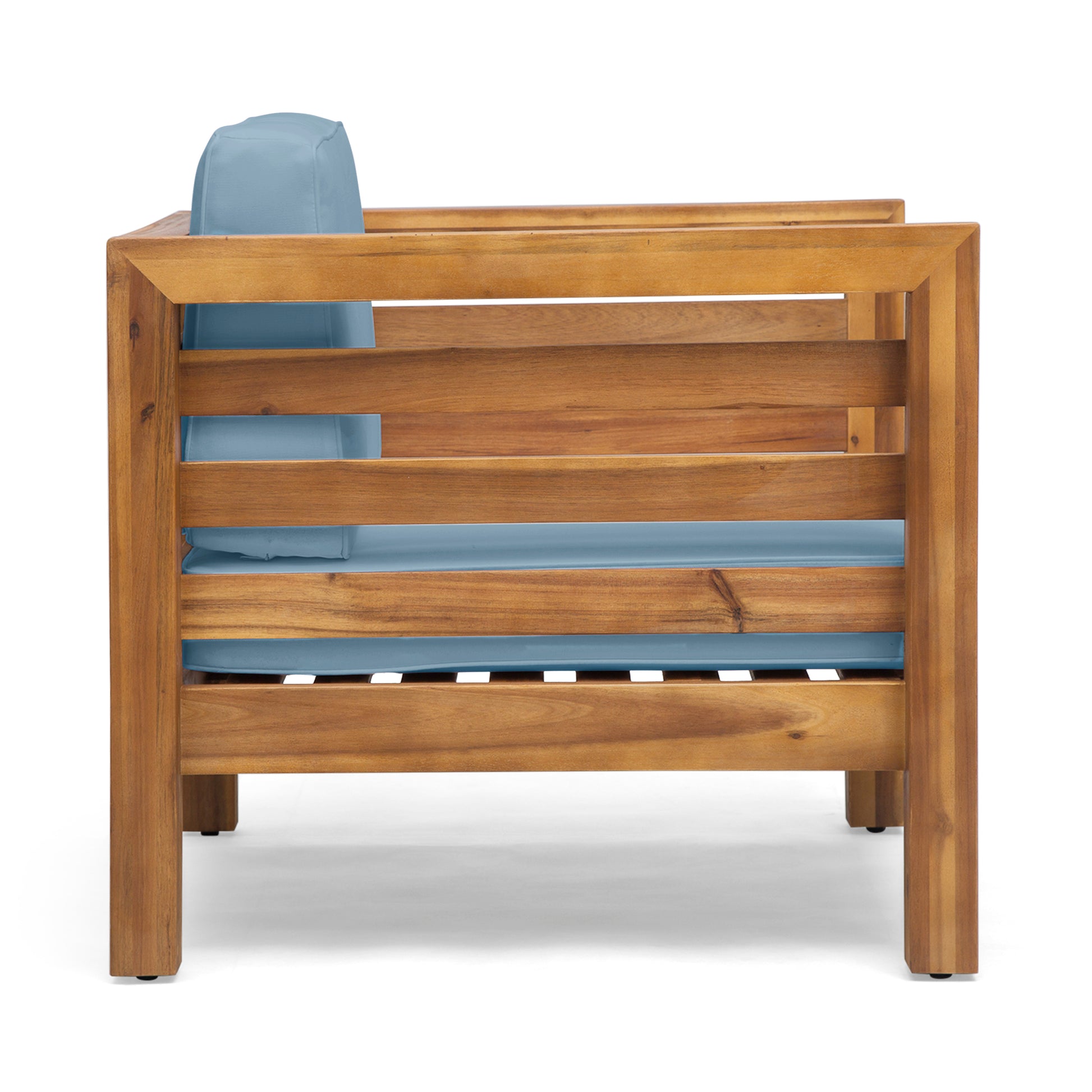 Oana Club Chair Pecan Blue Acacia Wood