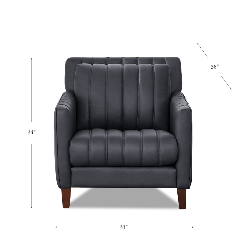 Ennis Leather Chair Gunmetal Down Filling Genuine Leather