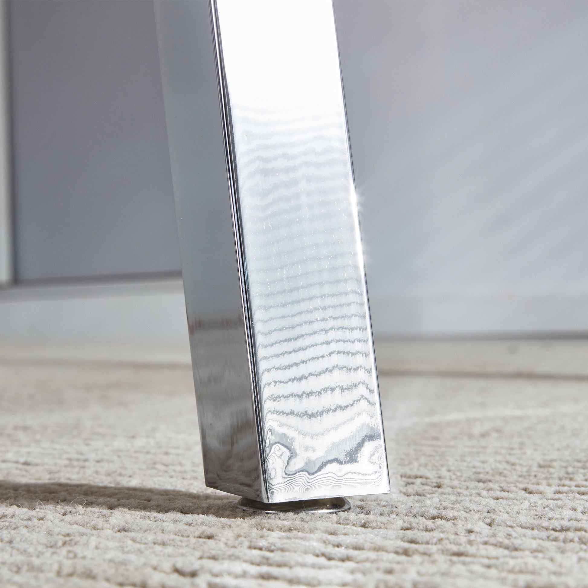 1 Table And 4 Chairs, Brown Tempered Glass Tabletop And Silver Metal Legs, Modern Minimalist Style Rectangular Glass Dining Table, Paired With 4 Modern Silver Metal Leg Chairs. 1123C 1162 Brown Seats 4 Glass