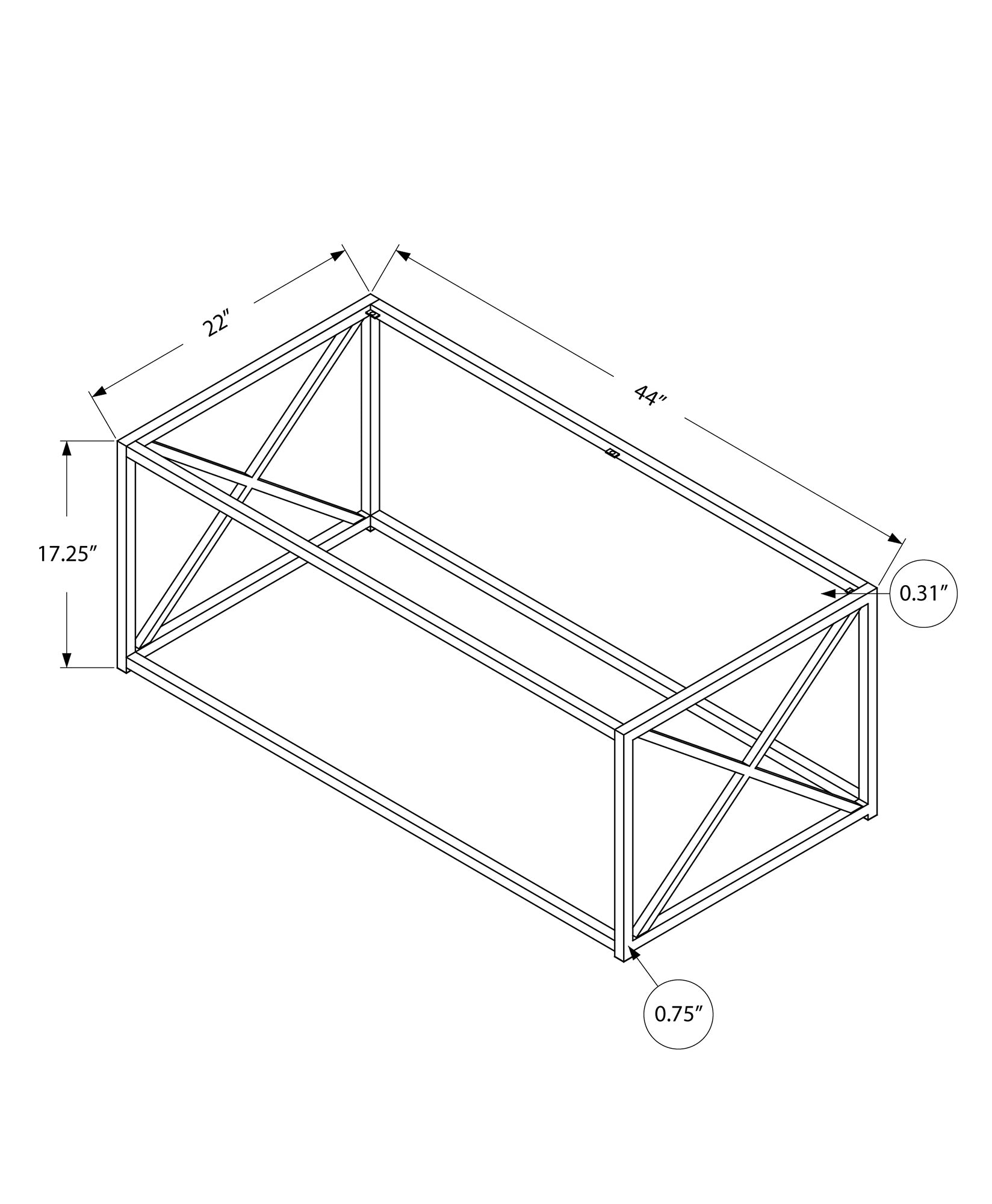 Coffee Table, Accent, Cocktail, Rectangular, Living Room, 44"L, Clear Tempered Glass, Chrome Metal, Contemporary, Modern Chrome Metal