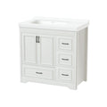 36'' Bathroom Vanities With Single Sink, Modern Under Mount Bathroom Sink Cabinet With 2 Closing Doors & 4 Drawers. White, 35.8''W X 19.7''D X 35.4''H. White Particle Board Mdf