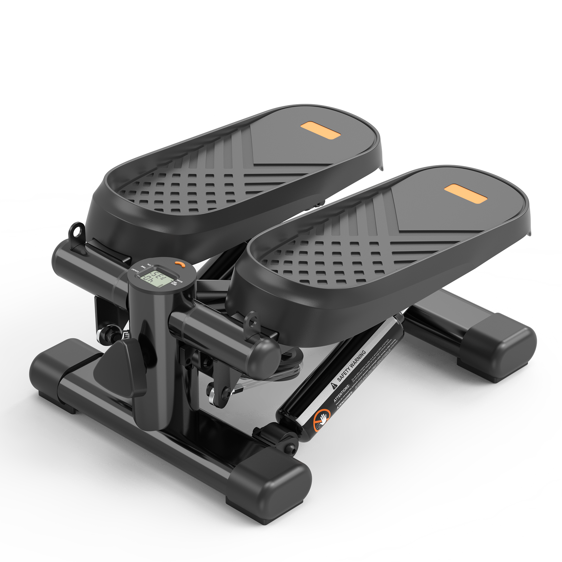 Home Office Exercise 330Lbs Capacity Mini Stepper With Resistance Bands And Lcd Monitor Black Steel