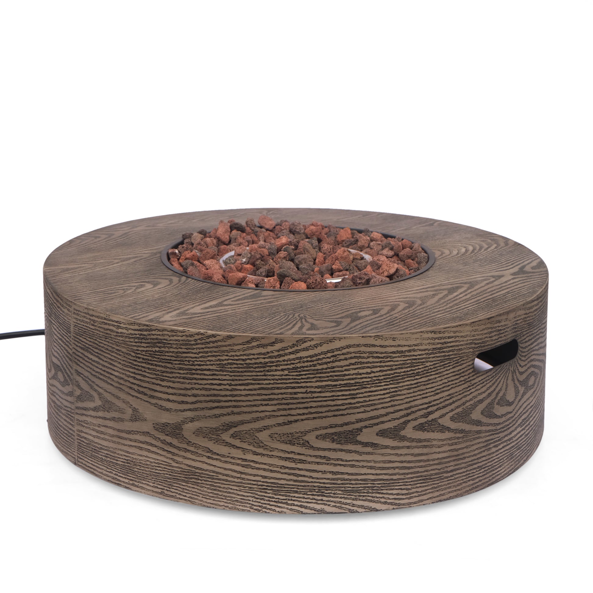 Aidan Round Iron Fire Pit 50,000 Btu Tank Outside Wood Iron