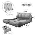 Queen Size Upholstered Platform Bed With Oversized Padded Backrest, Thickening Pinewooden Slats And Solid Wood Leg,Beige Box Spring Not Required Queen Beige Wood Pine Polyester Solid Wood