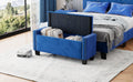 Upholstered Velvet Storage Ottoman Bench For Bedroom, End Of Bed Bench With Rivet Design, Tufted Foot Rest Stool,Blue Blue Blue Mdf