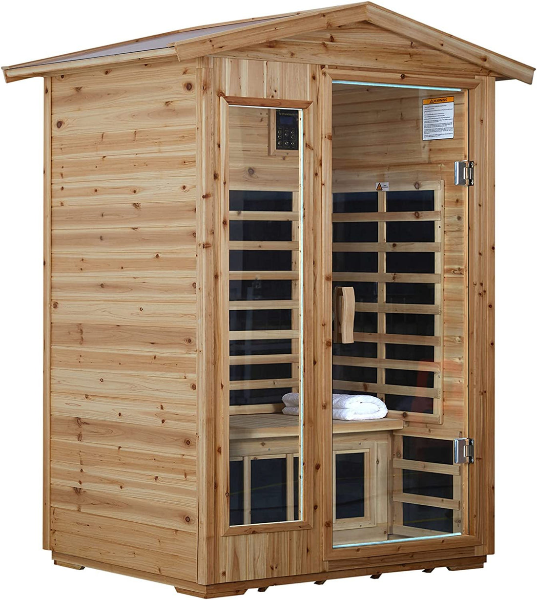 Two Person Far Infrared Old Fir Outdoor Sauna Room Natural Solid Wood