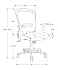 Office Chair, Adjustable Height, Swivel, Ergonomic, Armrests, Computer Desk, Work, Black Mesh, Black Metal, Contemporary, Modern Black Foam Polyester