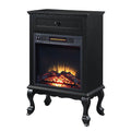 Black 1 Drawer Fireplace With Queen Ann Leg Electric Black Primary Living Space Freestanding Wood Electric